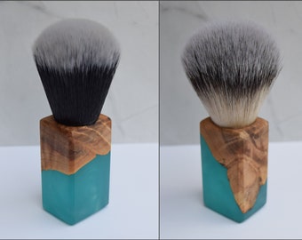 26mm Wooden Epoxy Shaving Brush with Synthetic Knot | Wet Shaving Brush | Tuxedo | Gift for him | Made in Canada | Cadeau pour homme