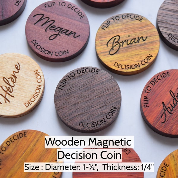 Magnetic Decision Maker Coin, Personalized Flip to Decide, Argument Solver, New Parents Gift, Wooden Gift, Gift for Couple, Valentines
