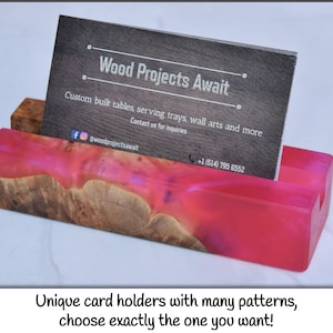 Business Card Holder, Wooden Epoxy, with Maple Burl, Unique, Porte-carte d'affaire, Made in Canada