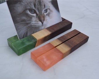 Wooden Epoxy Photo Display | Card Holder | Photo Stand | Shelf Decor | Photo Gift Idea | Desk Decor | Made in Canada
