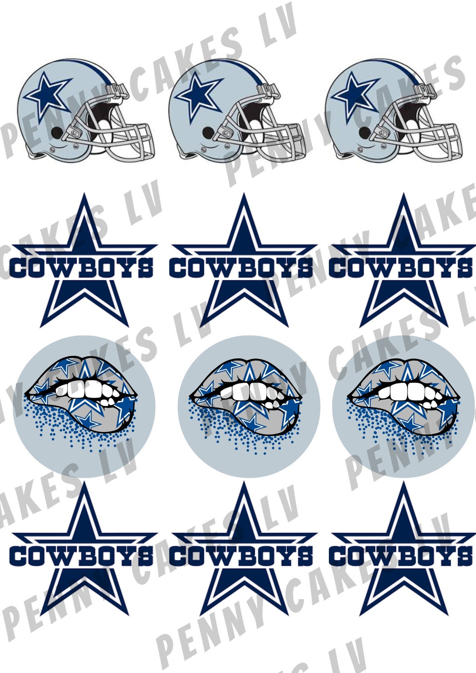 Dallas Cowboys Cupcake Toppers Printable - Etsy