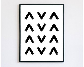 Simple Geometric Art Print - "V" Print - Minimalist Art Print - Modern Art Print - Farmhouse Art Print - Black, White Active