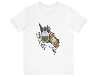 Kopenhagen Dänemark Skyline T-Shirt | Nyhavn Stadtbild Foto Collage T-Shirt, Ästhetisches dänisches Reise-Souvenir, skandinavischer Sommer-Grafik-Top
