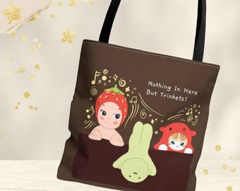 Sonny Angel Smiksi Tote Bag | Blind Box Trinket Bag | Nothing In Here But Trinkets | Kawaii Collector Gift | Cute Aesthetic Brown Bag