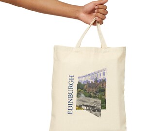 Edinburgh Scotland Collage Tote Bag | Edinburgh Castle Forth Bridge Canvas Bag, Aesthetic Cityscape Souvenir, Scottish Travel Gift