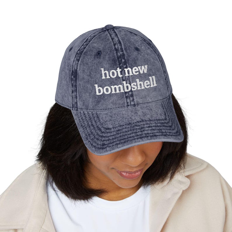 Hot New Bombshell Hat | Love Island Embroidered Cap | Vintage Washed Dad Hat | Reality TV Gift | Funny Embroidered Hat image 8