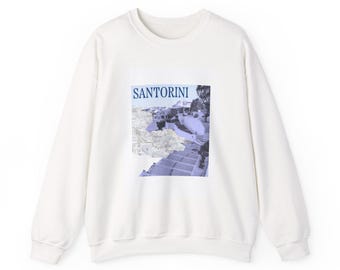Santorini Greece Sweatshirt, Greek Islands Photo Collage Crewneck, Aesthetic Travel Sweater, Oia Greece Skyline Top, Mediterranean Vacation