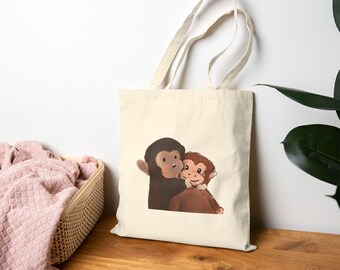 Punch the Orangutan Tote Bag, Meme Famous Monkey Illustration, Cute Primate Canvas Market Tote, Funny Animal Aesthetic Bag, Reusable Grocery