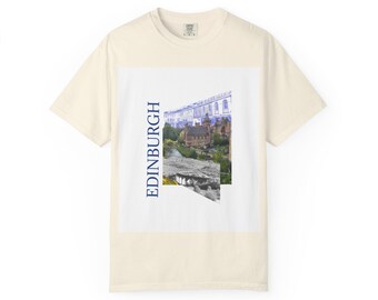 Edinburgh Scotland Collage T-Shirt | Royal Mile Edinburgh Castle Graphic, Aesthetic Scotland Travel Souvenir, Vintage Cityscape Summer Tee