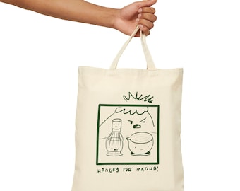 Hangry For Matcha Tote Bag | Funny Matcha Canvas Bag | Kawaii Matcha Lover Gift | Cute Tea Tote | Matcha Lover Bag