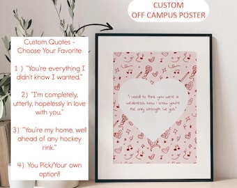 Custom Off Campus Poster | Garrett & Hannah Briar U Wall Art | Elle Kennedy Quote Print | Hockey Romance Gift | The Deal Fan | BookTok