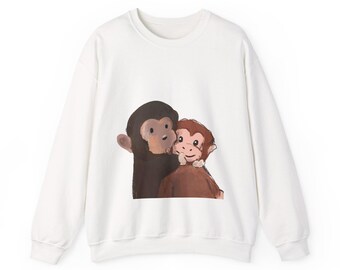 Punch the Orangutan Sweatshirt, Cute Monkey Illustration Crewneck, Funny Primate Meme Pullover, Nostalgic Animal Art Hoodie