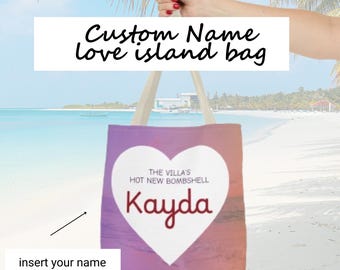Custom Love Island Tote Bag | Personalized Hot New Bombshell Bag | Love Island Gift | Custom Name Beach Bag