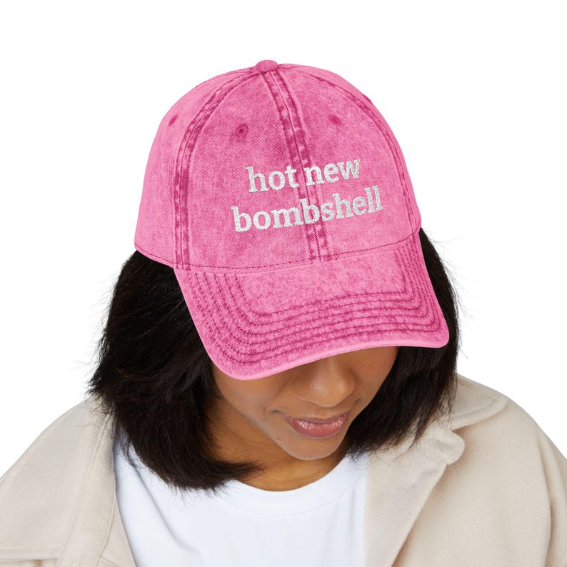 Hot New Bombshell Hat | Love Island Embroidered Cap | Vintage Washed Dad Hat | Reality TV Gift | Funny Embroidered Hat image 1