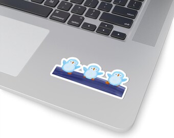 Waddling Over To You Penguin Sticker, Cute Blue Penguins Kiss-Cut Decal, Whimsical Animal Illustration, Laptop Sticker, Water Bottle Decal