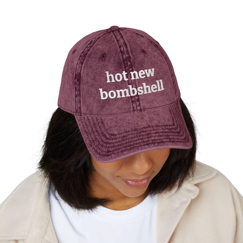 Hot New Bombshell Hat | Love Island Embroidered Cap | Vintage Washed Dad Hat | Reality TV Gift | Funny Embroidered Hat image 9