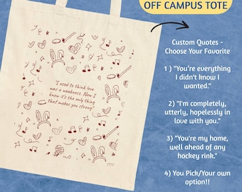 Custom Off Campus Tote Bag | Garrett & Hannah Briar U Gift | Elle Kennedy Hockey Romance | Bookish Tote | The Deal Fan Gift | BookTok Bag