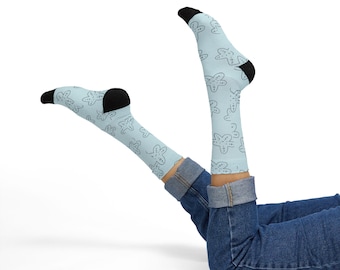 Kawaii Starfish Socks | Cute Ocean Socks | Light Blue Novelty Socks | Beach Lover Gift | Aesthetic Socks | Fun Crew Socks