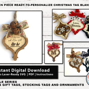 Sixteen-Piece Ready-to-Personalize Christmas Hanging Tag Blanks - Spindle Series