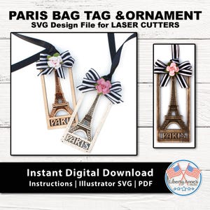 Paris France Book Mark, Bag Tag or Christmas Ornament