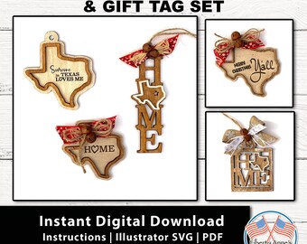 Texas Christmas Ornament and Gift Tag Set