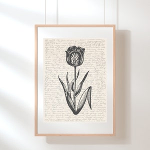 Tulip Wall Art | Flower Print Art | Floral Wall Art | Wildflower Print | Tulip Poster | Flower Poster | Botanical Print | Sketch | Digital