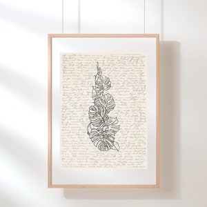 Monstera Wandkunst | Schweizer Käsepflanze Wandkunst | Botanischer Druck | Monstera Illustration | Monstera Poster | Skizze | Monstera Digital Art