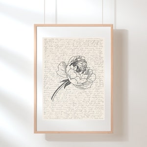 Peony Wall Art | Flower Print Art | Floral Wall Art | Indiana State Flower | Peony Poster | Flower Poster | Botanical Print | Floral Sketch