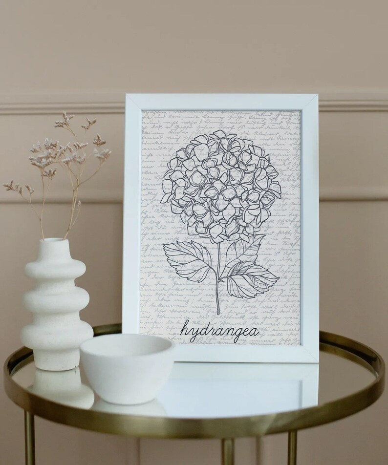 Hydrangea Wall Art Floral Wall Art Wildflower Print - Etsy