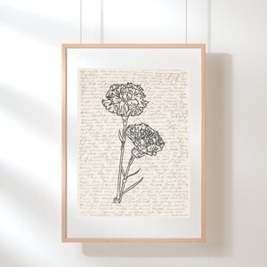 Nelke Wandkunst | Blumen Wandkunst | Ohio State Blumen Druck | Januar Geburt Blume | Blumen Illustration | Skizze | Digitale Blumenkunst |