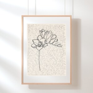 Freesia Wall Art | Floral Wall Art | Wildflower Print | Freesia Poster | Botanical Print | Floral Illustration | Sketch | Digital Floral Art