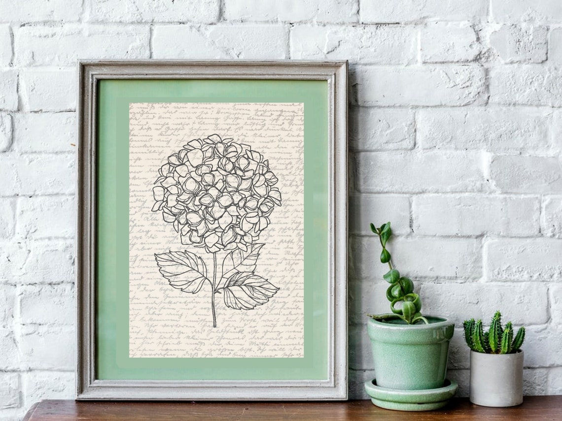 Hydrangea Wall Art Floral Wall Art Wildflower Print - Etsy