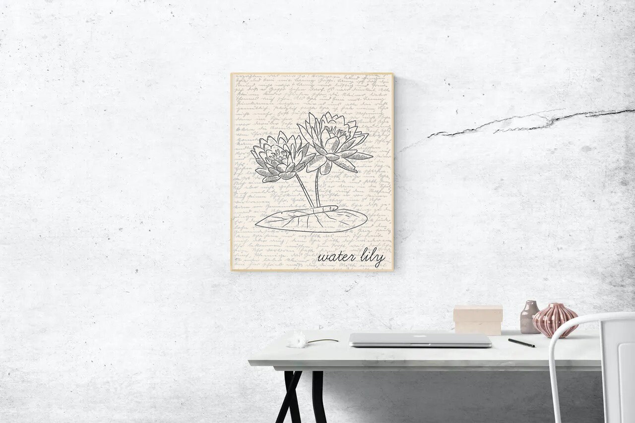 Water Lily Wall Art | July Birth Flower Poster | Botanical Print ...