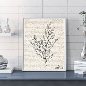 Olive Wall Art | Tree Wall Art | Olive Branch Poster | Botanical Print | Olive Illustration | Sketch | Digital Olive Branch Wall Art Print