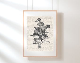 Lantana Wall Art | Flower Print Art | Floral Wall Art | Wildflower Print | Lantana Poster | Botanical Print | Sketch | Digital | Wall Decor