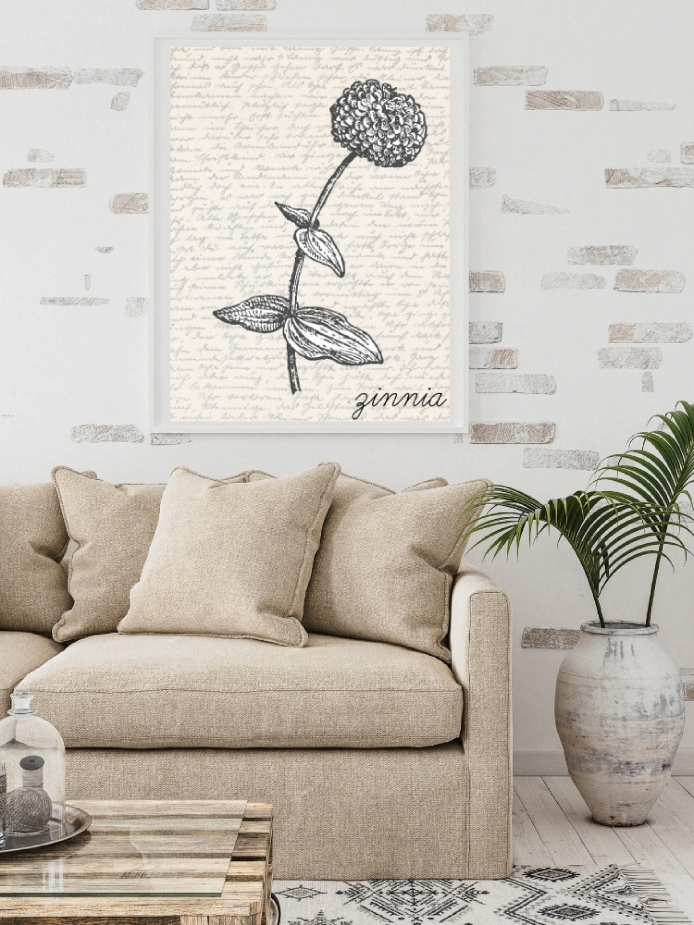 Zinnia Wall Art Flower Print Art Floral Wall Art Etsy España