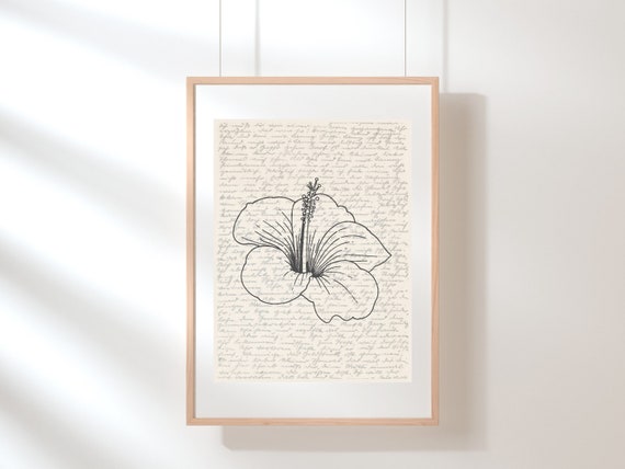 Hibiscus Wall Art | Floral Wall Art | Hawaii State Flower | Hibiscus Poster | Botanical Art | Flower Illustration | Sketch | Digital Art