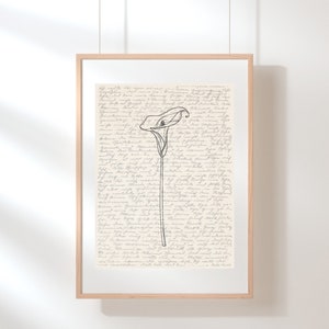 Calla Lily Wall Art | Floral Wall Art | Wildflower Print | Calla Lily Poster | Botanical Print | Flower Illustration | Sketch | Digital Art