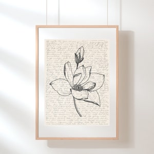 Magnolien Wandkunst | Mississippi, Louisiana State Blume | Blumen Wandkunst | Magnolien Poster | Botanischer Druck | Skizze | Digital | Magnolie