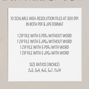 Puede incluir: Un gr&aacute;fico de descarga digital con el texto "INSTANT DIGITAL DOWNLOAD". La imagen enumera 10 archivos escalables de alta resoluci&oacute;n en formatos PDF y JPG, con proporciones de tama&ntilde;o en pulgadas: 2x3, 3x4, 4x5, 5x7 y 11x14. La marca "wanderings & wildflowers" est&aacute; en la parte inferior.