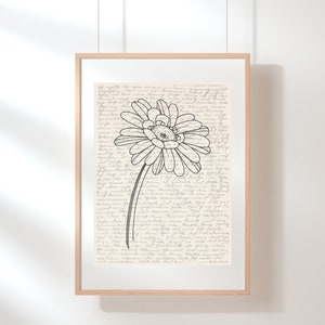 Gerbera Wall Art | Floral Wall Art | Wildflower Print | Gerbera Poster | Botanical Print | Flower Illustration | Sketch | Digital Floral Art