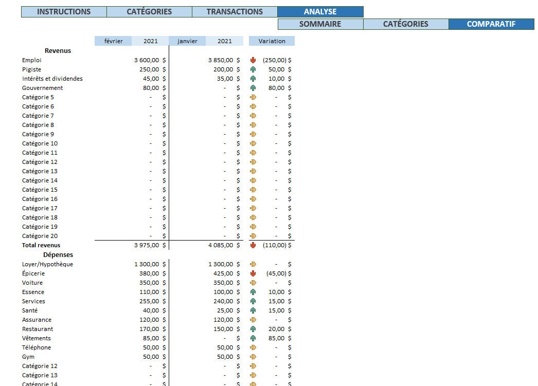 Agenda budget: Budget Planner français non daté sur 12 mois (French Edition)