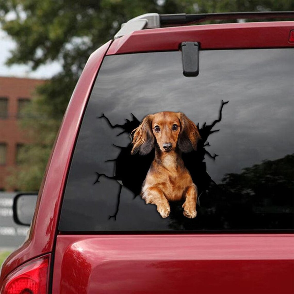 DACHSHUND Car Window Stickers Dog Vinyl Decal Broken Glass Etsy