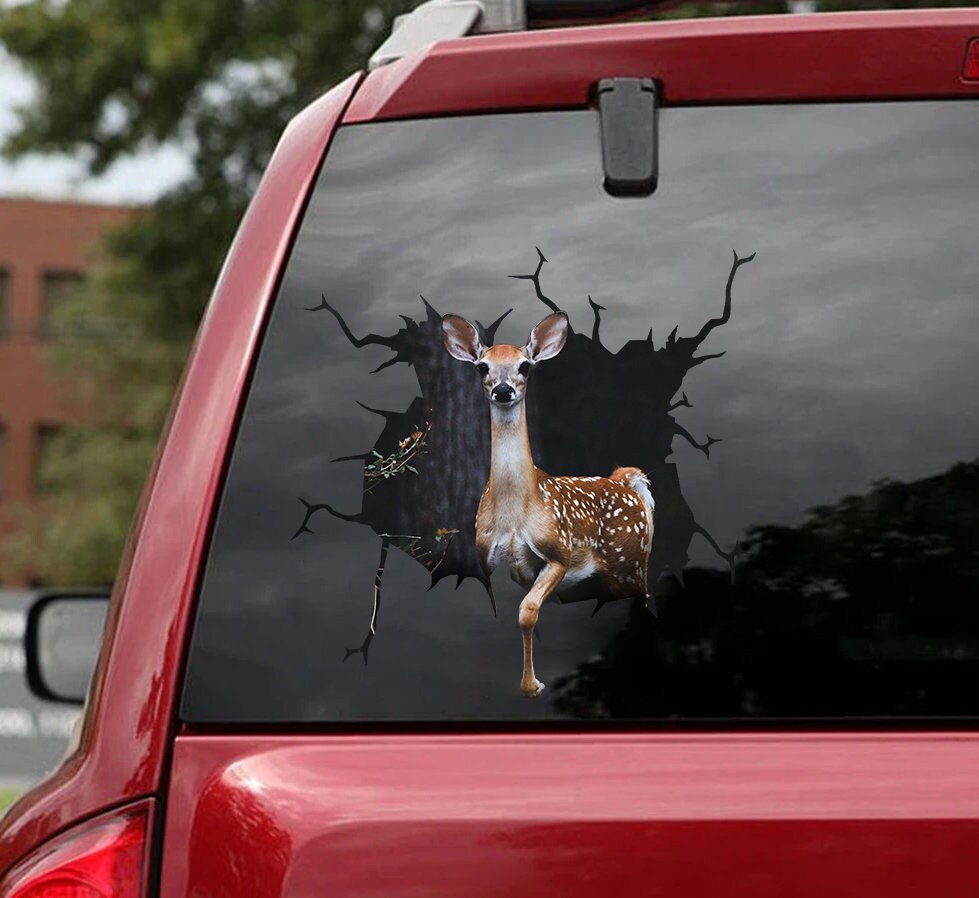 Cute Deer Crack Sticker Deer 3D Decal for Car & Truck Window Etsy