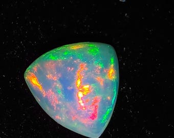 Top Quality Opal Gem | 1.80Cts | 9.5mm | Natural Ethiopian Welo Opal Triangle | Multi Fire Opal  | Welo Fire Opal | Gemstone Jewelry Making