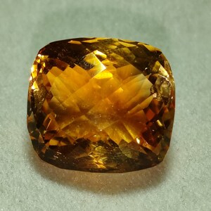 AAA Quality Citrine | Chekkar Cut Citrine |  Citrine Cushion | 20.45 Cts 15.17 x 13.97 mm| Losse Gemstone for jewelry Making | Real Citrine