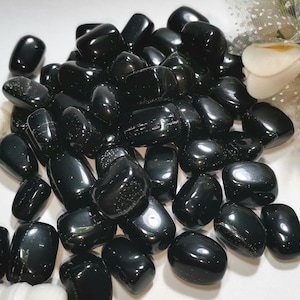 Black Obsidian Tumbles, Polished Tumbled Obsidian, Jewellery