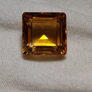 AAA Quality Citrine | Cushion Step Cut Faceted Citrine | Citrine Cushion | 12.15 Cts 13.15x12.71 mm | Natural Real Citrine |  Jewelry Making