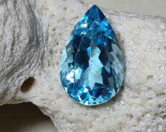 Blue Topaz Pear Tear Drop Gemstone | 9.07 x 13.50mm 5.70Cts | Loose Gemstone For jewelry Making | Faceted Blue Topaz | For Crystal Healing