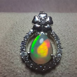 Honeycomb Fire Opal Pendent| Sterling Silver 925| Highly Energized Honeycomb Fire Real Opal Pendent| Honeycomb Opal Necklace|Natural Opal